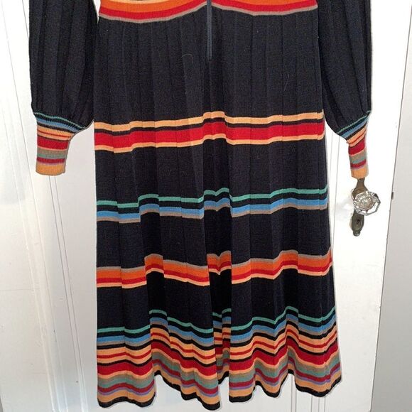 Amazing 70s Vtg Roncelli knit multi colored striped sweater dress - Picture 7 of 12
